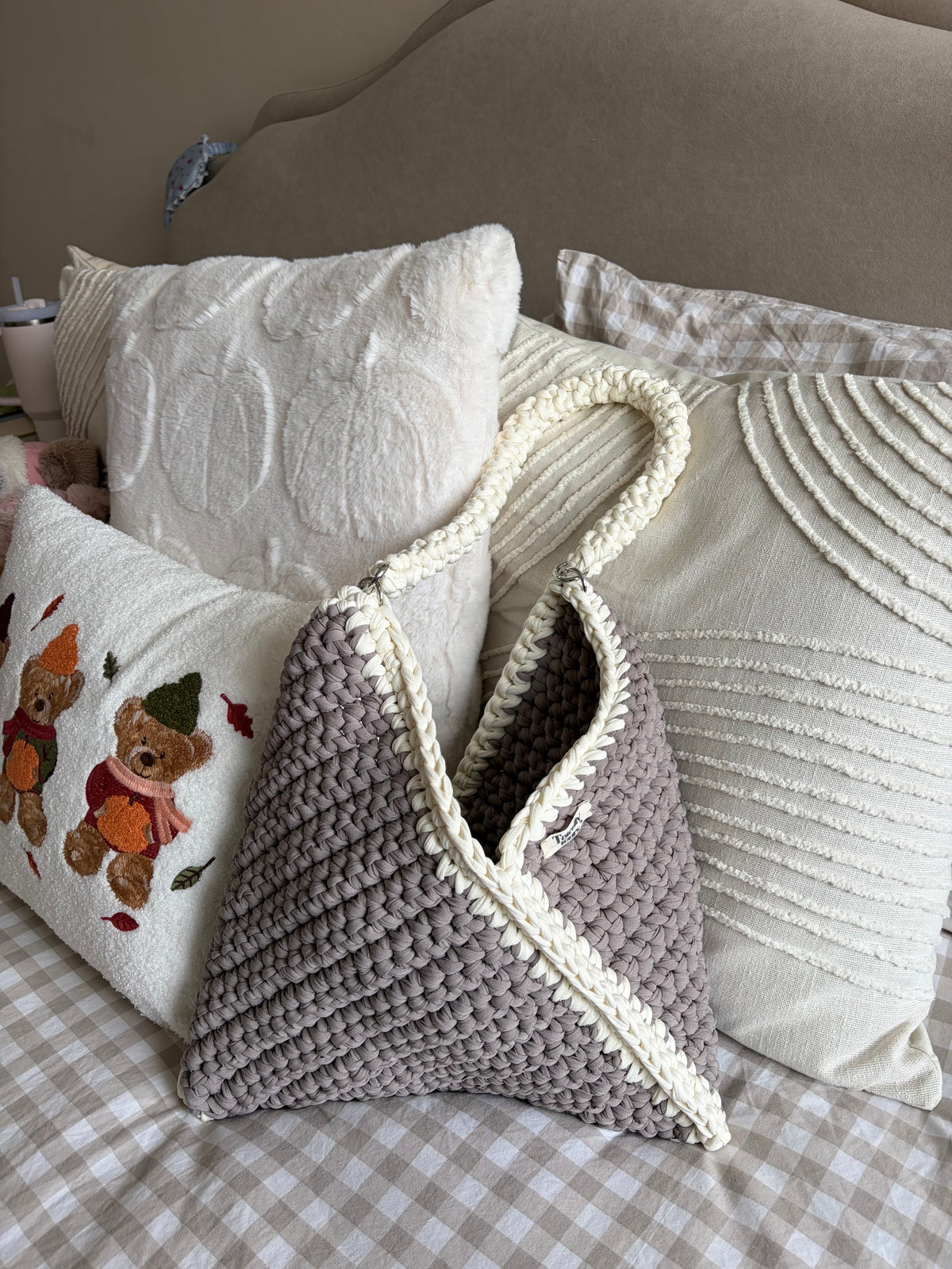 Taupe Triangle Tote