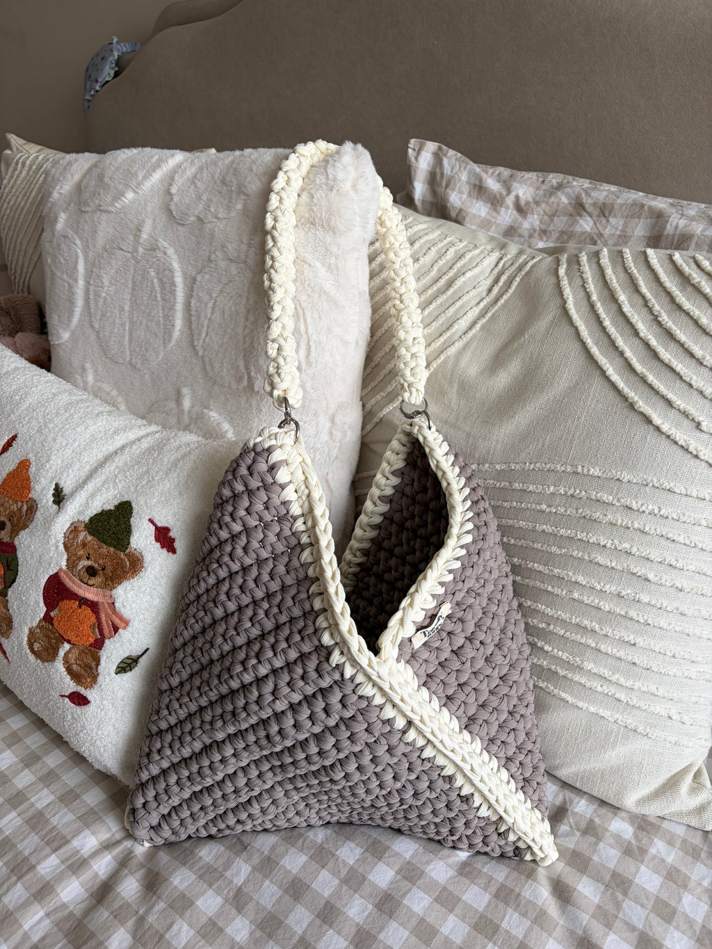 Taupe Triangle Tote